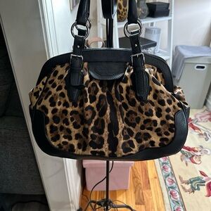 DOLCE & GABBANA Vintage Leather-Trimmed Printed Semi Shoulder Top Handle Bag